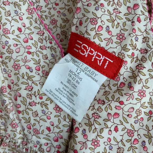 ESPRIT INFANT DRESS WITH DIAPER CVR, 100% COTTON, PINK / LIGHT GREEN FLORAL, 12M - Picture 3 of 5